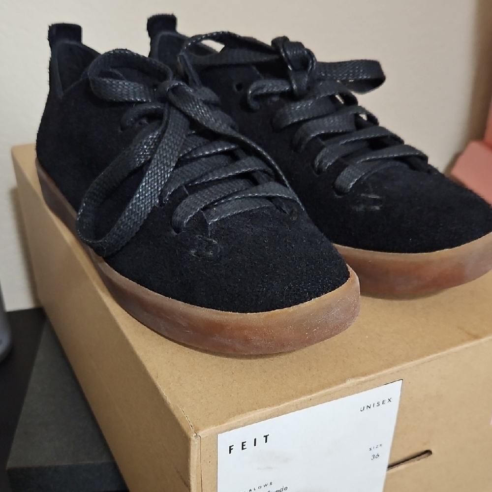FEIT Black Suede Lace-Up Shoes